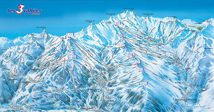 Схема трасс Трёх Долин (общая протяжённость - 600 км)